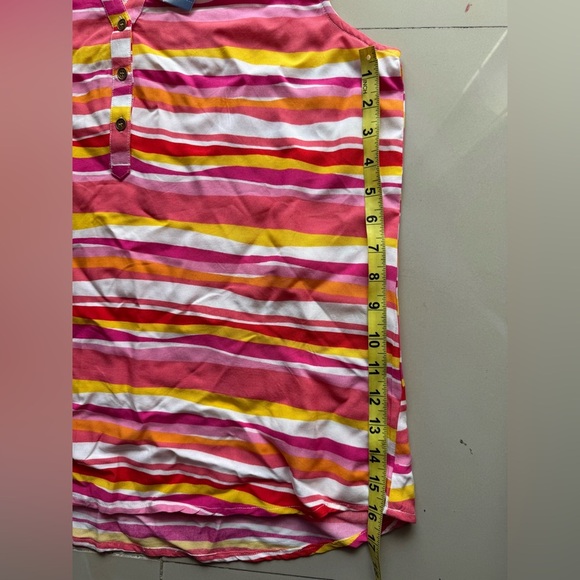 Women’s Kiwi & Fresh Tank Top pink colorful stripes sleeveless summer Rayon PL - Picture 10 of 14
